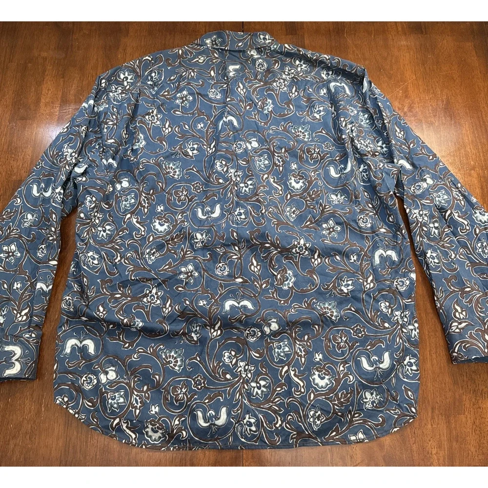 Tommy‎ Bahama Blue Floral Long Sleeve Button Shirt Men's XXL